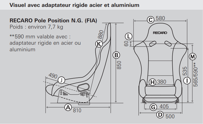 Siège baquet compétition RECARO Pole Position N.G.